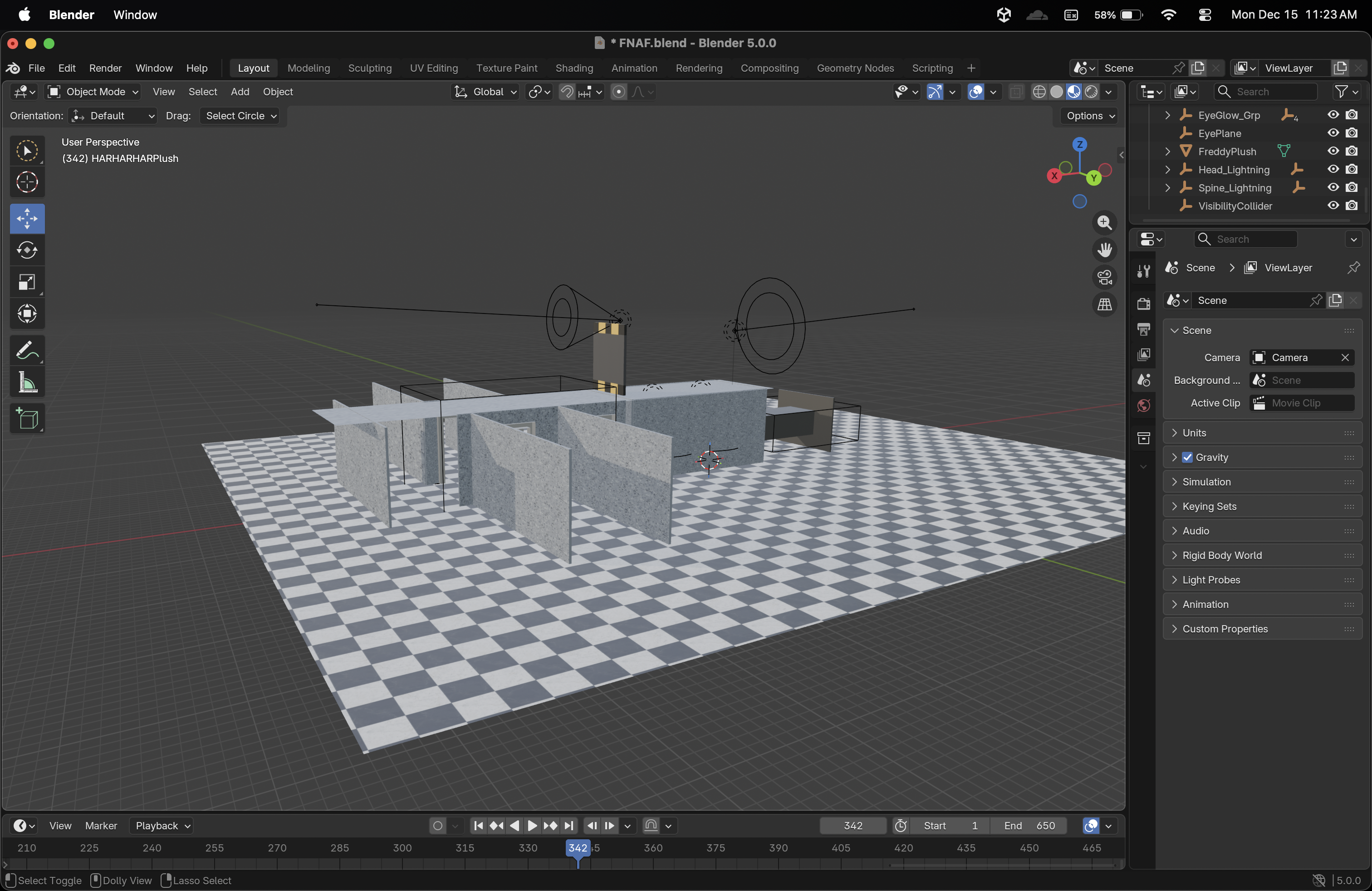 Five Nights at Freddys animation from afar, not rendered