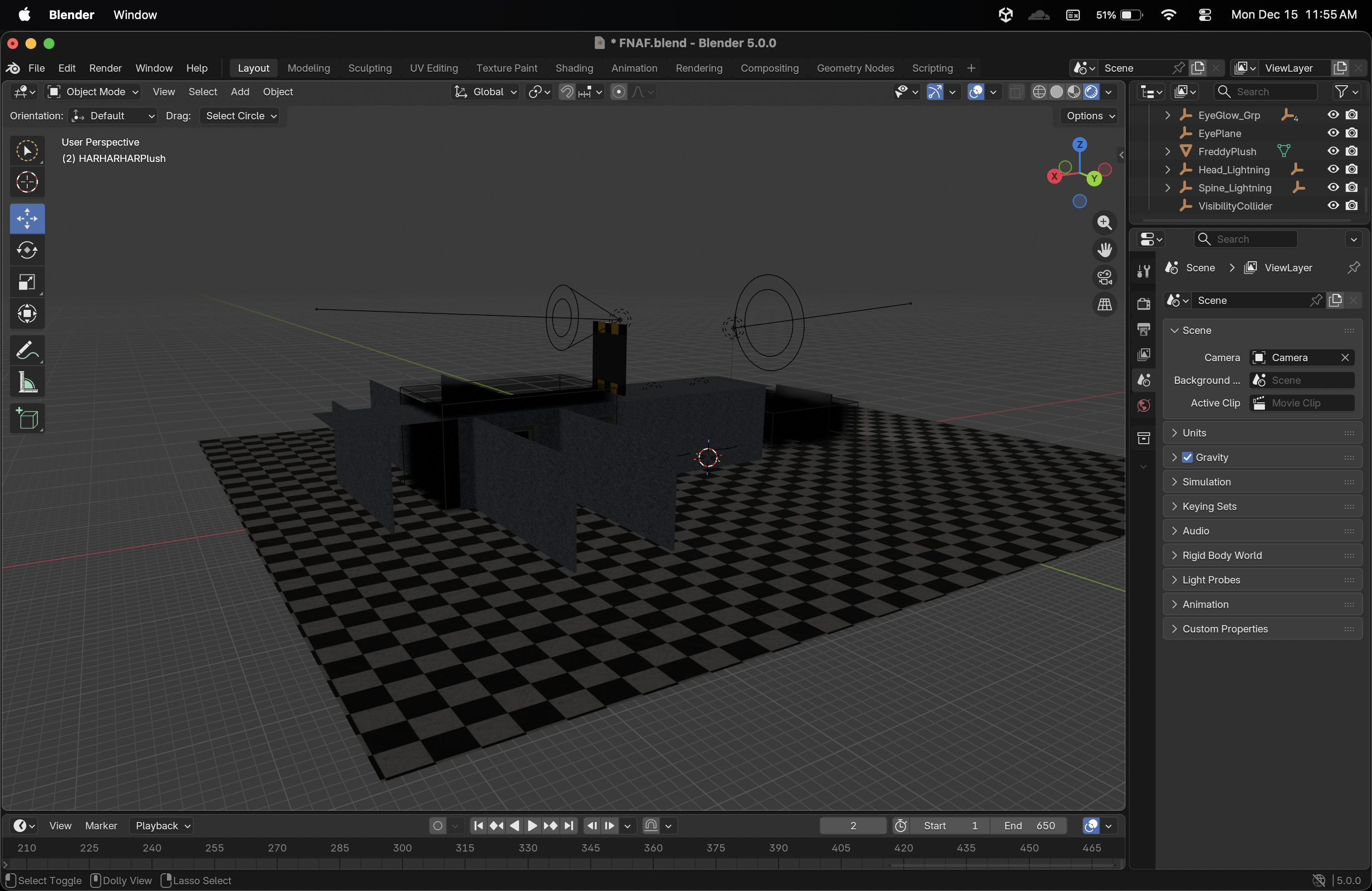 Five Nights at Freddys animation from afar, rendered